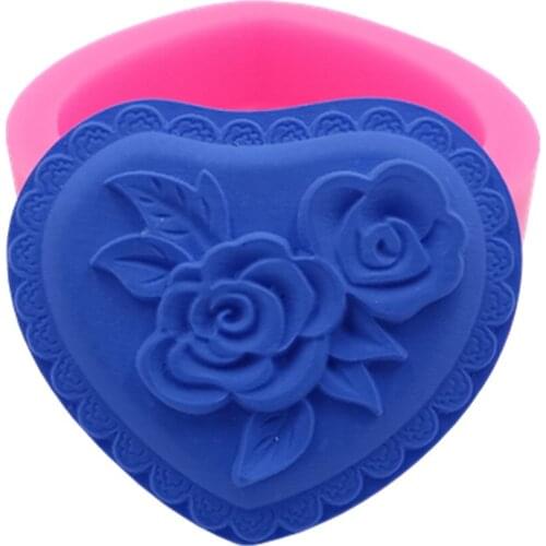 Heart Flower Design Silicone Soap Mold Chocolate Cake Fragrance Wax Gypsum Silicone Molds