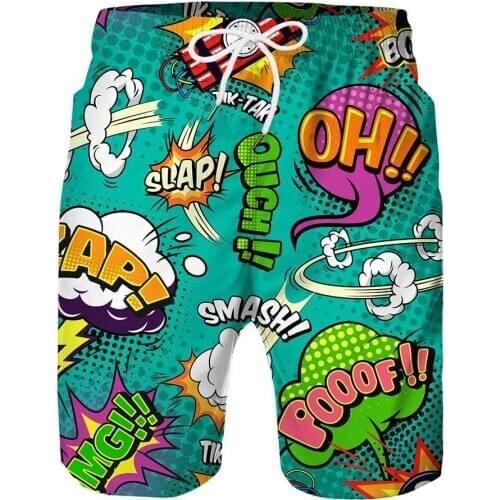 Casual Shorts Men Digital Print Drawstring Beach Shorts Swim Trunks Outdoor Sport Casual Pants