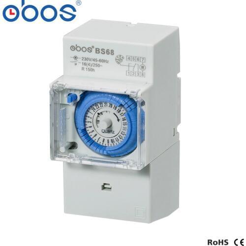 SUL181h AC100V~240V (BS68) din rail 48 times on/off 24hours timer with minimum setting unit 30mins mechanical time switch