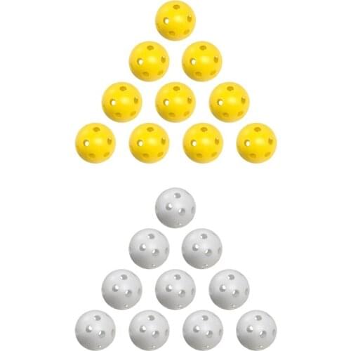 Practice Golf Balls, 10 Pack Plastic Airflow Hollow Golf Balls for Driving Range, Swing Training, Lightweight, Training