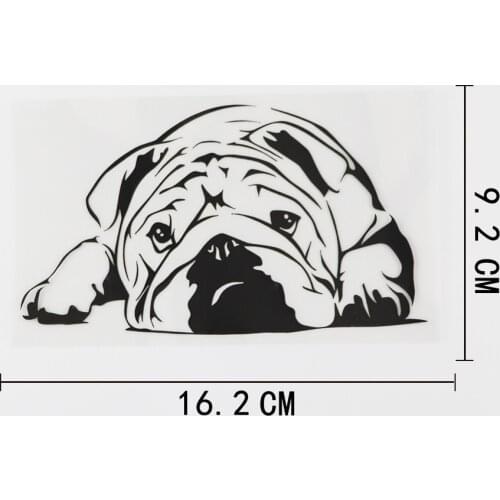 16.2CMX9.2CM Cute English Bulldog Pets Dogs Vinyl Car Sticker Black/Silver 8A-0542