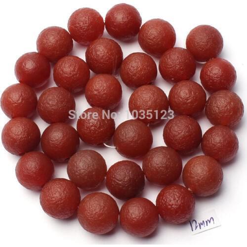 High Quality 12mm Pretty Natural Red Frosted Agates Onyx Round Shape DIY Gems Loose Beads Strand 15" Jewelry Accessory w1044
