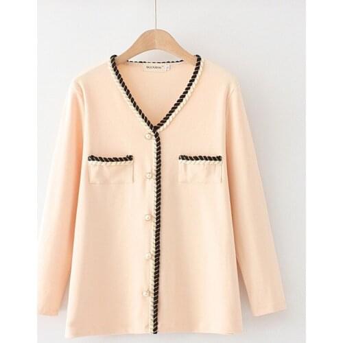 Plus Size XL-5XL Black Beige Womens Autumn Tshirts V-neck Casual Pullovers