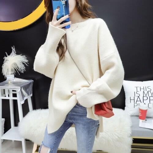 Autumn Winter Women Knitted Pullover Sweater Jumper 2021 Korean Fashion Pull Femme Casual Loose O-neck Knitted Tops Sueter Mujer