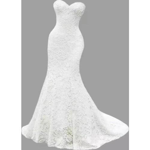 2021 Elegant Stapless Sexy Bridal Gown Cheap Robe Luxury Mermaid Robe White Lace Wedding Dress