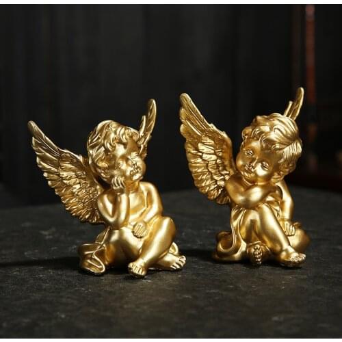 1 pair home decoration miniature figurines Creative Resin Angel Candlestick Gardening Ornament Decor Sculpture Statue Lovely