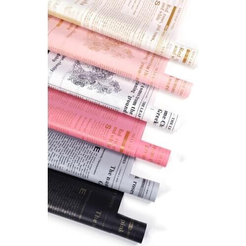 20pcs/lot Waterproof English Print Flower Wrapping Paper Translucent Flower Bunch Wrapping Paper Material