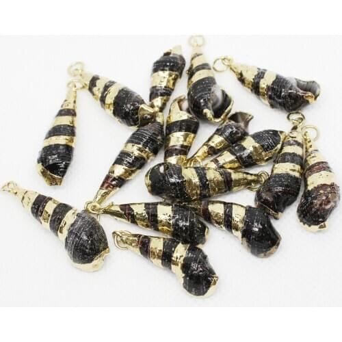 2019 New Fashion Natural Shell Pendant Cone Pendants Color Black Size 28*33mm DIY Necklace Earring for jewelry making Unisex