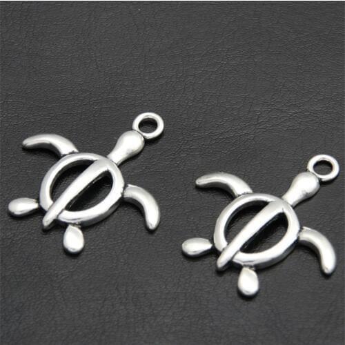 5pcs Silver Color Hollow Out Tortoise Turtle Charms Pendant Sea Jewelry Diy Bracelet Necklace A2610