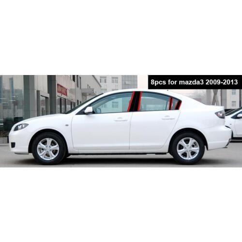 8pcs for mazda 3 2009-2013 Window trim Central column Decoration sticker Black mirror