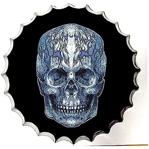 Retro Sign Skull Bottle Caps Retro Metal Tin Sign Diameter 13.8 Inches - Handcrafts Home Decor Bar Plaque Lounge