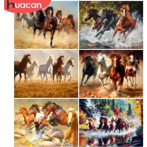 HUACAN Full Square/Round Diamond Painting Animal Horse Embroidery Cross Stitch Rhinestones Picture Handcraft