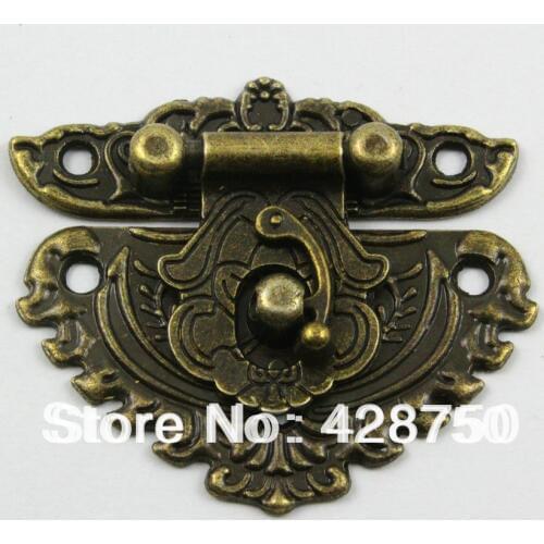 Antique Brass Jewelry Box Hasp Latch Lock 50x56mm with Screws
