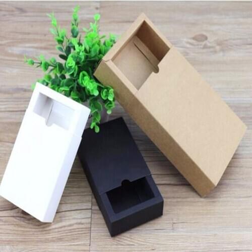 Black/white kraft drawer box gift package, 10pcs/lot Custom paper silding cardboard boxes