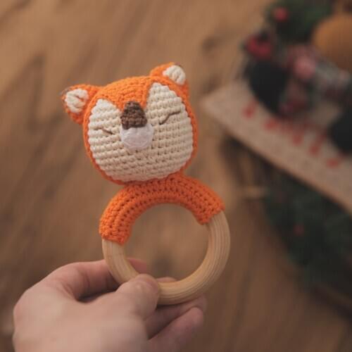 Baby Teether Safe Wooden Toys Mobile Pram Crib Ring DIY Crochet Rattle Soother Bracelet Teether Set Baby Product