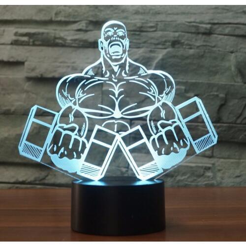 Dumbbell Fitness 3d Night Light Bedroom Led Table 3d Lamp 7 Color Change Visual Lampara Lighting Usb Led Kids Lamp