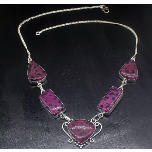 Hermosa Jewelry Trendy Charm Dalmatian Jasper Silver Color Women Ladies Gifts Pendant Necklace Chain 50cm 20213417