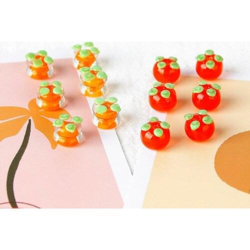 Chinese style colored glaze persimmon glass beads DIY hand-made hairpin jewelry earrings bracelet accessories materials
