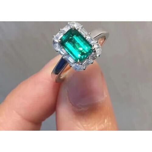 Natural Rectangle Cuted Emerald Ring for Women Party 4x6mm Fine Jewelry High Quality Low Price with Certificate S925 Silver