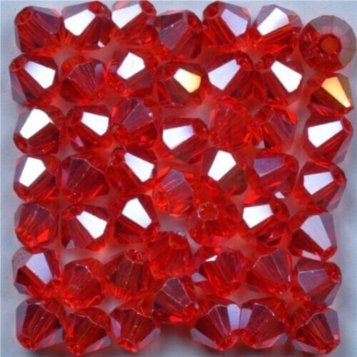 Red AB 4mm Glass Crystal Bicone Beads For DIY Jewelry Making Loose Rhinestone Spacer Beads Bracelet Necklace Findings