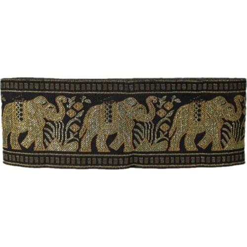 Gold elephant Embroidered Net Lace Fabrics 2019 Classical Design Thailand Sequins Wedding Mesh Prom Dresses Sewing Fabi