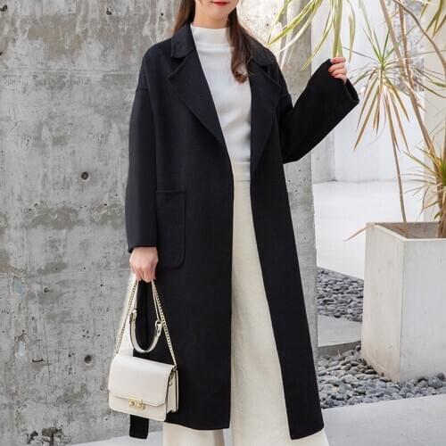 Double Side Real Wool Coat 2020 Autumn Winter Jacket Long Woolen Coats and Jackets Women Korean Outwear MY3645