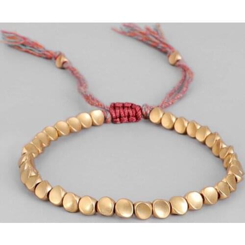 Meetvii Women Men Jewelry Ethnic Hand-knitted Shaped Copper Bead Bracelet Original Pulling Tassel Bracelets Gifts Unisex Strand