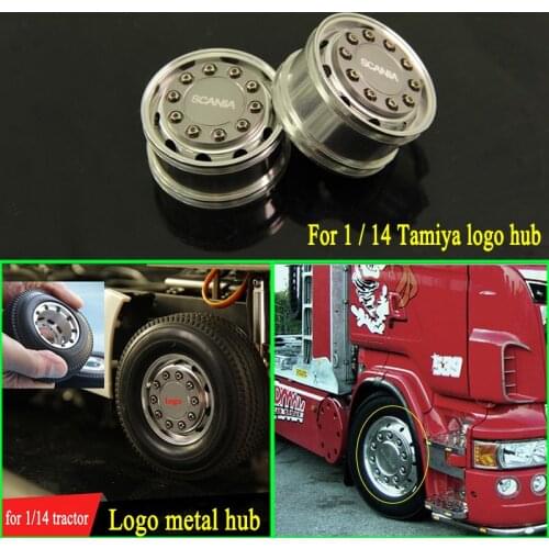 Metal Wheels with Logo Hub for 1/14 Tamiya RC Truck Car SCANIA R730 R470 R620 ACTROS 3363 1851 AROCS MAN TGX Benz Diy Parts