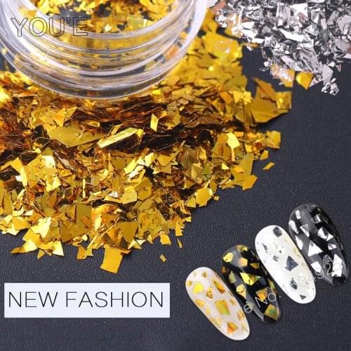 Nail Art Foil Sticker Gold Silver Accessories Transfer Paillette Flake Cover Tips Sticker Decal Decor Decoration Manicure Charms