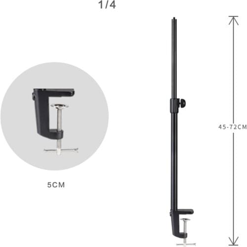 Desktop C-clamp Mount Stand, 1/4" Screw, Adjustable Aluminum Holder for Ring Light Camera Video Light