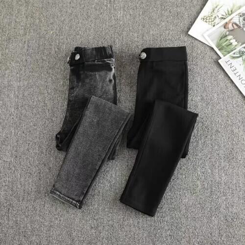 2020 New Spring Autumn Teenage Girls Jeans Fashion Girls Slim Fit Pencil Pants Children Stretch Denim Pants Kids Trousers W495