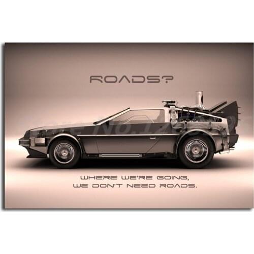 Back To The Future Delorean Time Machine Wallpaper Movie Art Canvas Poster Painting Wall Picture Print Home Bedroom Decoration