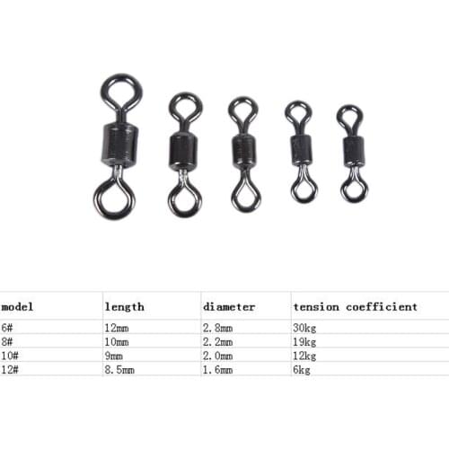 50/100PCS Fishing Barrel Bearing Rolling Swivel Solid Ring LB Lures Connector 5 Size