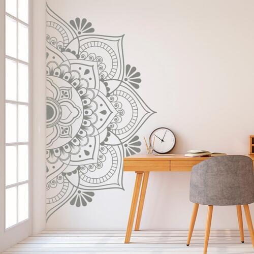 Half Mandala Wall Decal Boho Bohemian Decor Yoga Studio Namaste Vinyl Wall Stickers Master Bedroom Headboard Decoration Z547