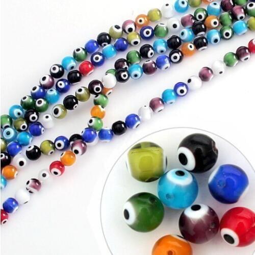 Approx 480pcs/lot 8mm Round Shape Mixed Colors Evil Eye Lampwork Glass Beads DH-BBC007