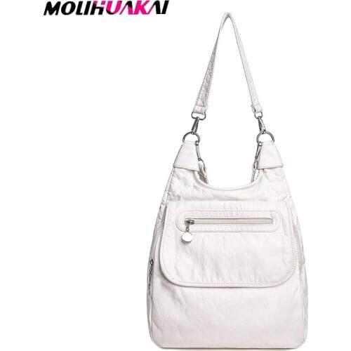 Simple Multifunctional Girl Bag Fashion Solid Color Craft Designer Bag Luxury PU Leather Travel Backpack Retro Girl Shoulder Bag