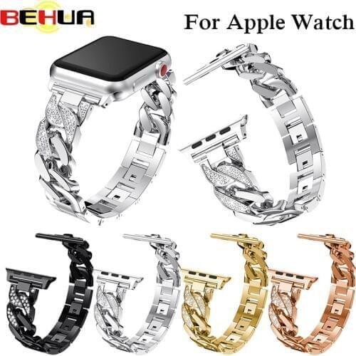 New Strap For Apple Watch Band 38mm 42mm 3 2 1 Stainless Steel Wrist band With Crystal Rhinestone Link bracelet Watch band Strap