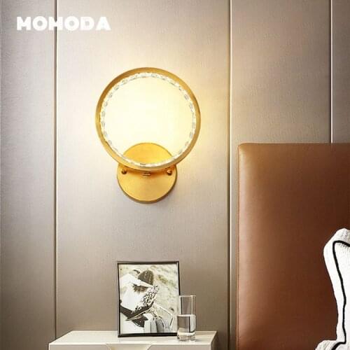 Nordic LED Wall Lamp Postmodern Brass Copper Wood Indoor Lighting Home Decoration Bedroom Living Room Dining Room Corridor