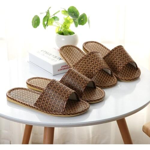 Summer Women/Men Linen Slides Couples Home Indoor Floor Slippers Mute Non-Slip Flat Shoes Female Light Soft Flax Flip Flops Hot