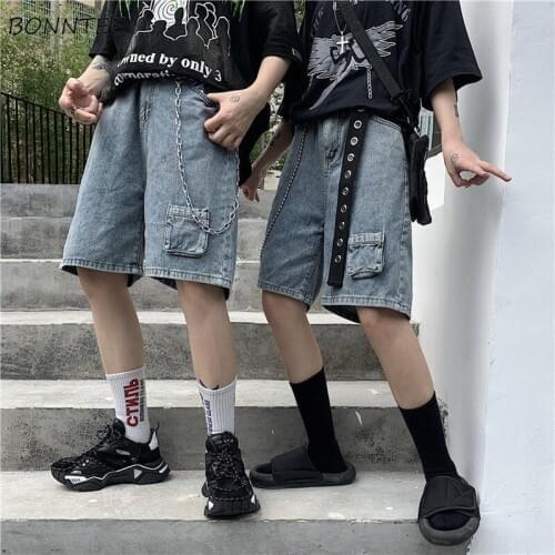 Shorts Women Denim Japanese Style Chic Trendy BF Unisex Couple Streetwear Popular Leisure Loose Harajuku Student Teenager Summer