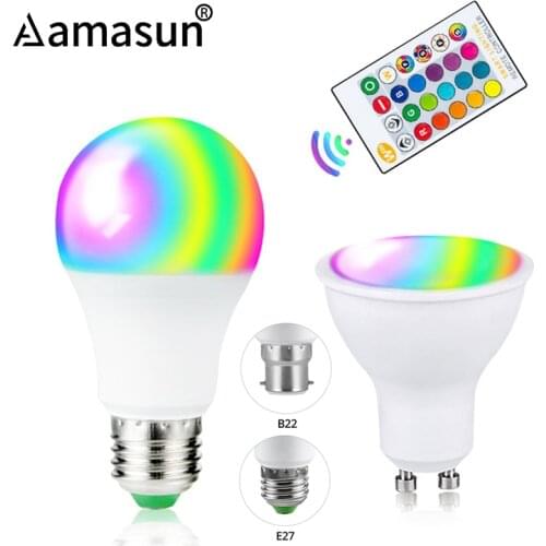 85-265V RGB E27 B22 RGBW RGBWW LED Light Bulb 5W 10W 15W Color Changeable 10W GU10 RGBW RGBWW LED Lamp with IR Remote Controller