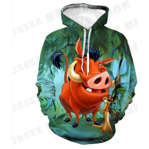 The Lion Kings Timon and Pumbaa Hoodies Men Women Children Cartoon Anime 3D Print Pullover Boy Girl Kids Sweatshirts Coat