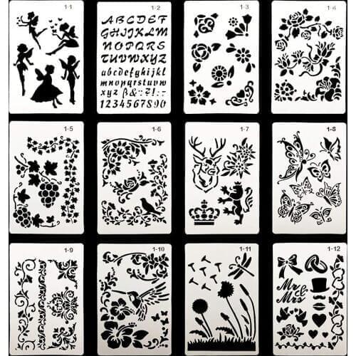 XRHYY Drawing Painting Stencils Template Various Patterns With Butterfly Flowers Birds Animal Heart Shape For DIY Craft Projects