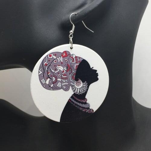 African Headwrap Wooden Earrings