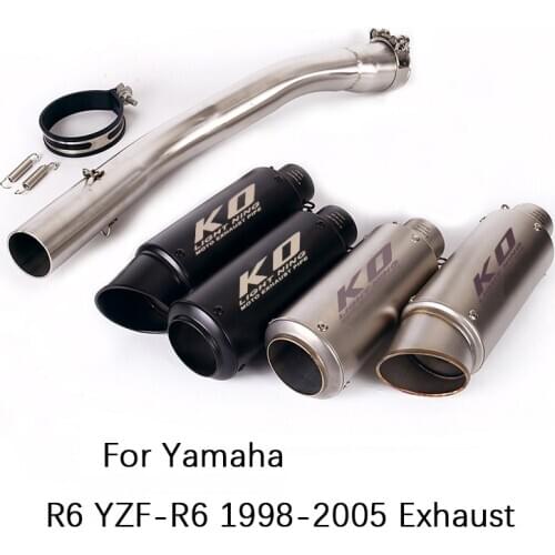 For 1998-2005 Yamaha R6 YZF-R6 Motorcycle Exhaust Pipe Middle Link Pipe Slip On 51mm Mufflers Removable DB Killer Escape Pipe