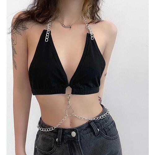 Y2K Camis 2021 Fashion Women Sexy O-Neck Lace-up Vest Halter Slim Backless Slim Short Camisole Black Hollow Out Night Club Vest