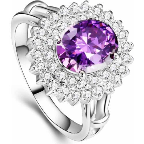 YaYI Fashion Womens Jewelry Ring Purple CZ Silver Color Engagement Rings wedding Rings Party Rings gift