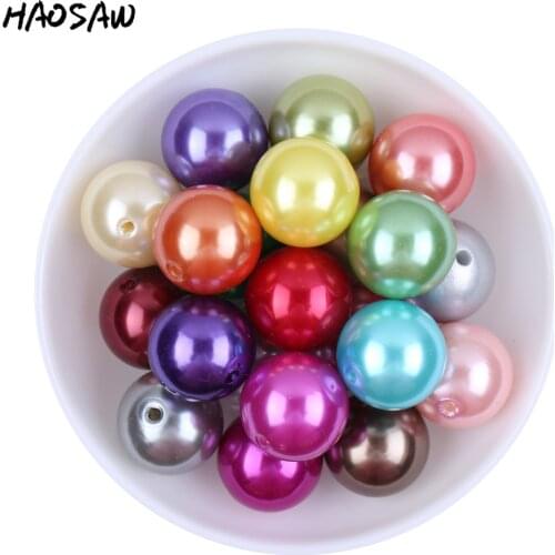 Choose Size And Color Fashion Fine Jewelry 12MM 20MM 23MM 28MM Acrylic ABS Pearl Bead Chunky Beads For DIY Necklaces Jewelry