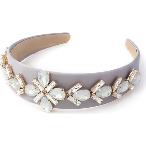 Female Gair Accessories Fabric Flower Headbands Woman Trend Retro Shiny Rhinestone Party Jewelry Hairs Bands Women Hair Hoop