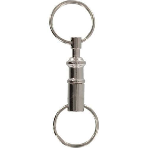 1PC Removable Keyring Quick Release Keychain Dual Detachable Key Ring Snap Lock Holder Steel Chrome Plated Pull-Apart Key Rings